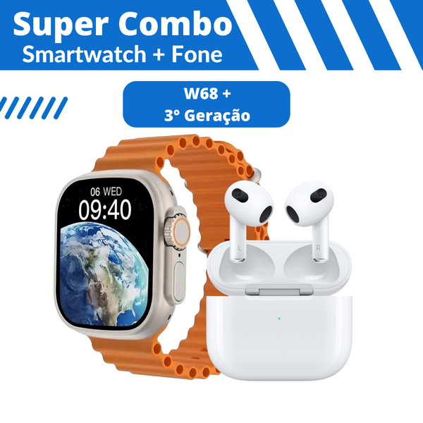 Smartwatch W68  + Fone АіrРrо 3ª Geração