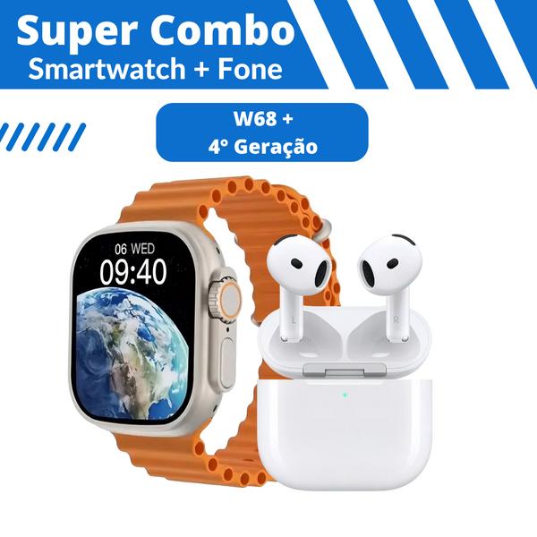 Smartwatch W68 + Fone АіrРrо 4° Geração