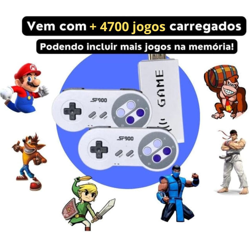 Super Nintendo Retrô com +4700 jogos nostálgicos + 2 Controles de Brinde